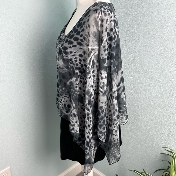 Cha Cha Venta 1X Animal Print Layover Black Sleeveless Tank Scoop Neck - Picture 6 of 12